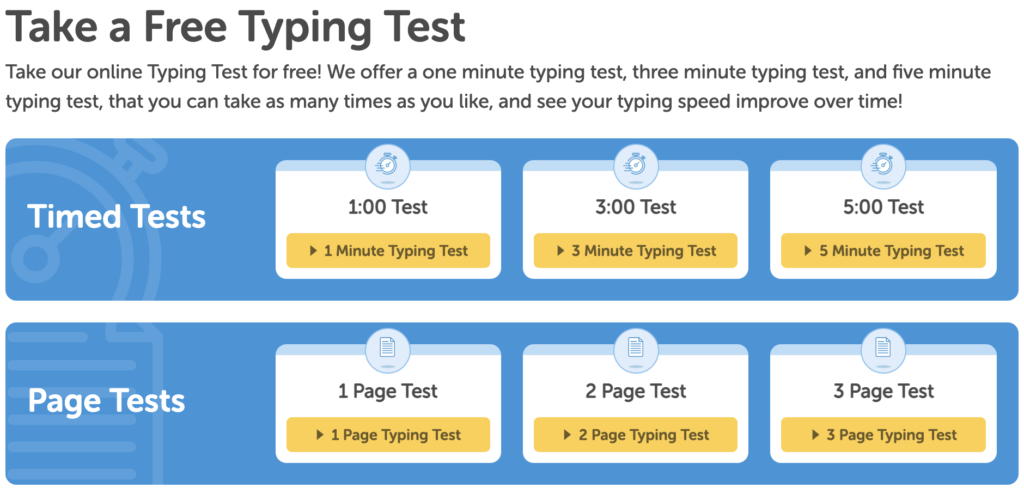 typing academy speed test