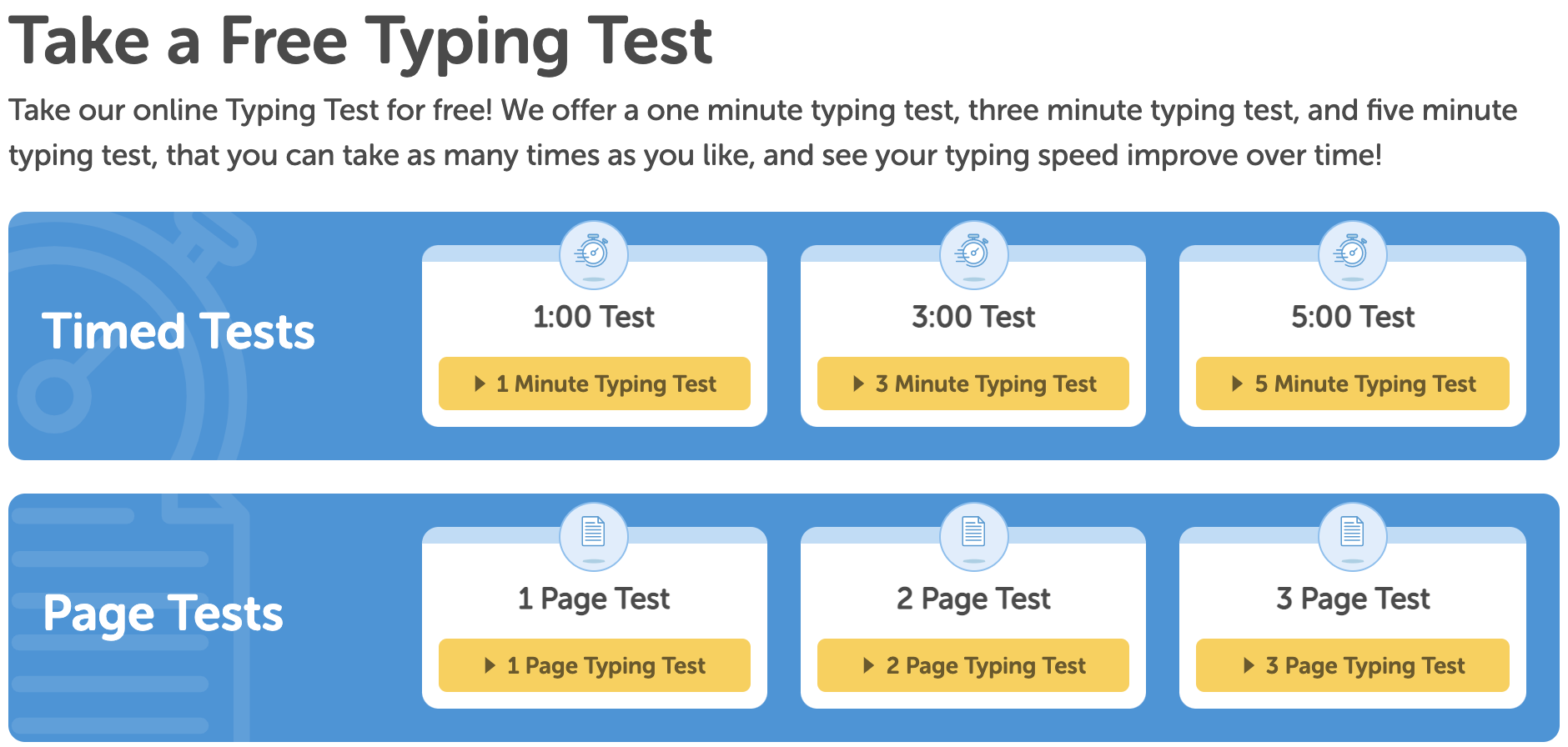 Typing Test Page 1 